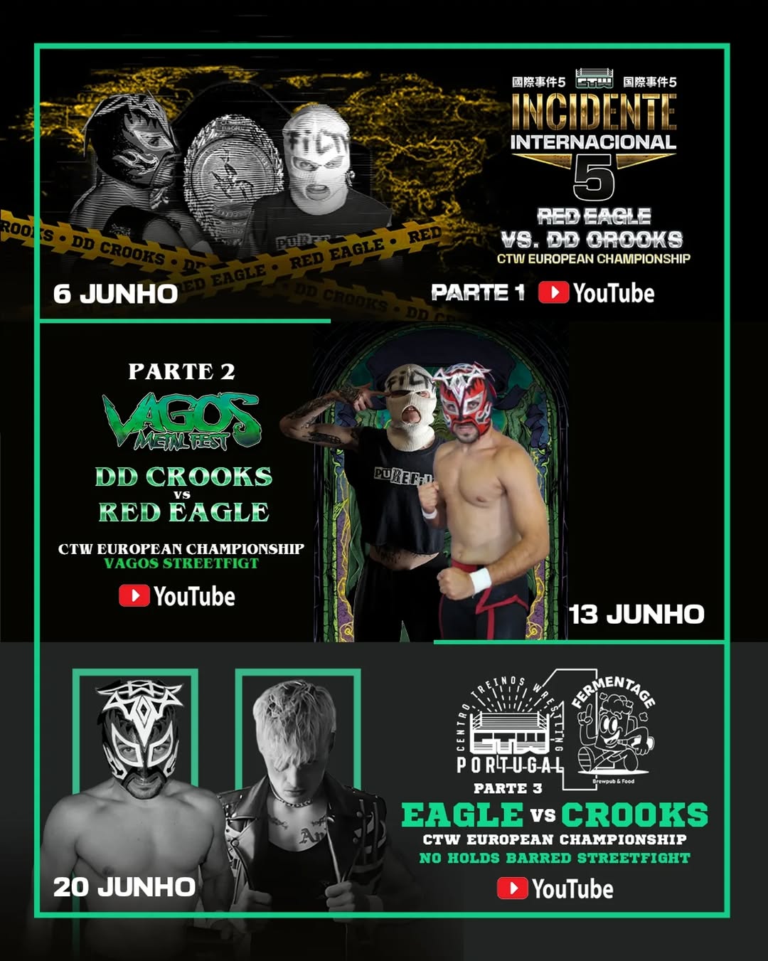 Assistir no youtube a trilogia de combates entre Red Eagle de DD Crooks